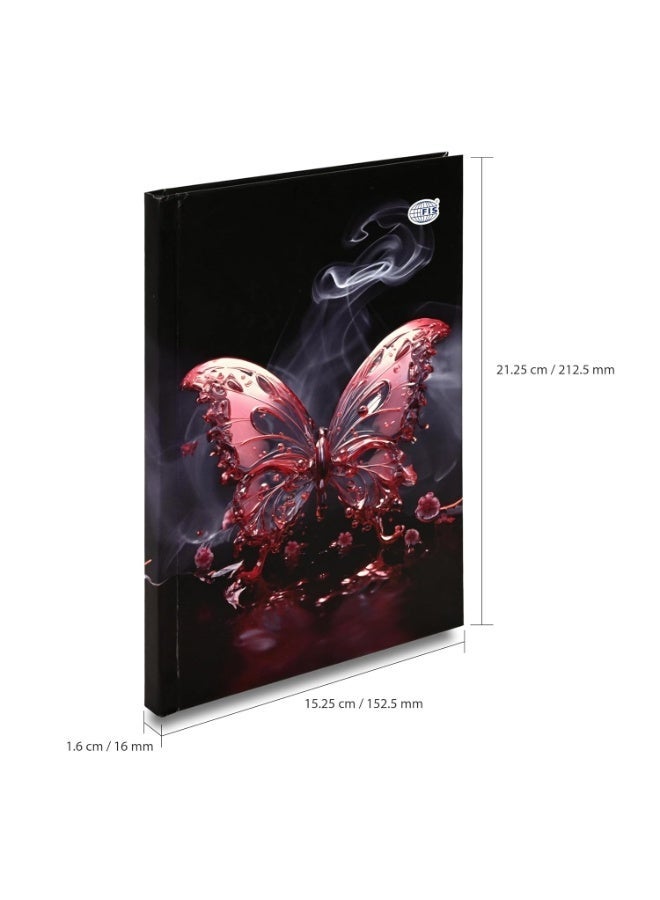FIS® Hard Cover Notebook, Size A5(148x210mm), 96 Sheets, 192 Pages, Single Ruled, Packet of 5 Pieces, Butterfly Design 1-FSNBHCA596-BUT1 - Image 2
